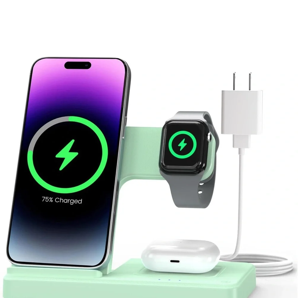 NWT Mint Green 3-in-1 Wireless Charging Station